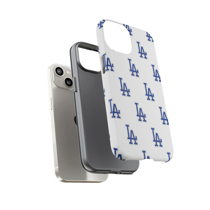 Blue LA Monogram Pattern Phone Case | Minimal Baseball Inspired Tough Cover