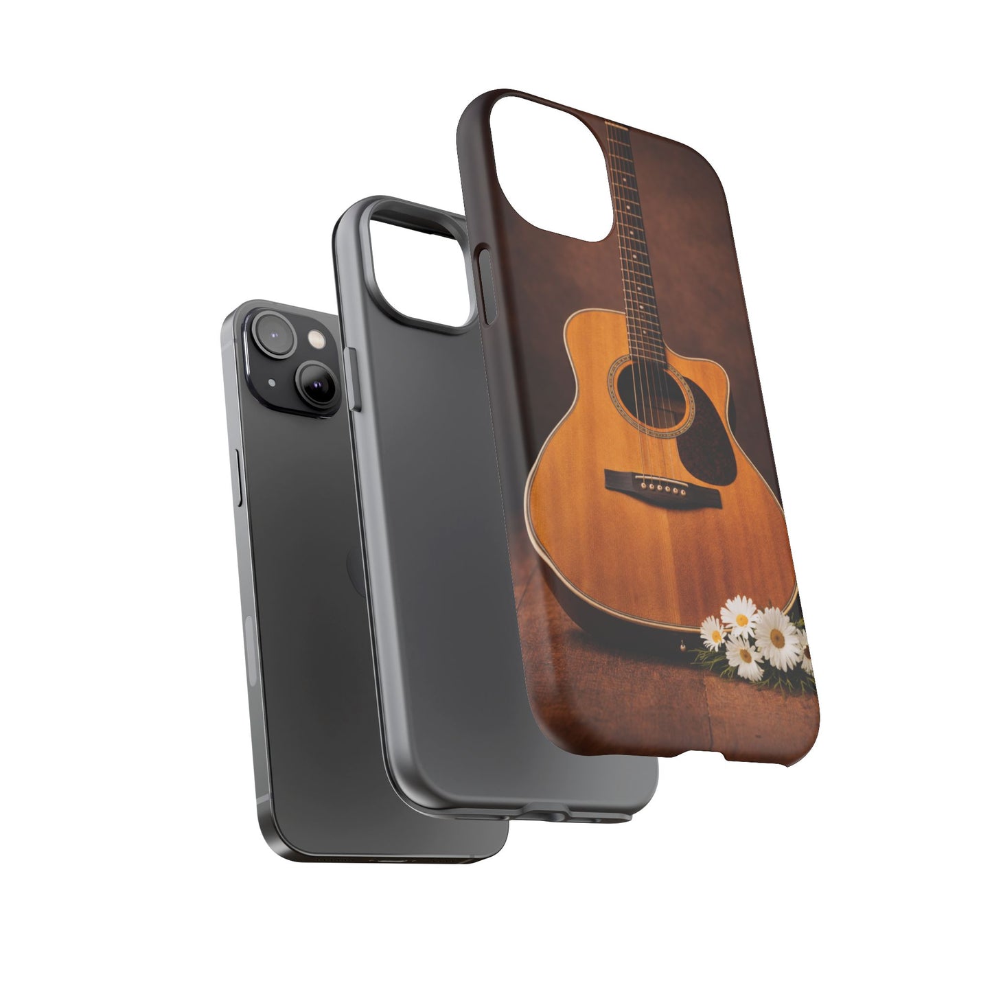 Acoustic Guitar Daisy Phone Case | Rustic Music Lover Tough Cover