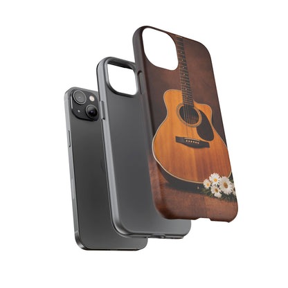 Acoustic Guitar Daisy Phone Case | Rustic Music Lover Tough Cover