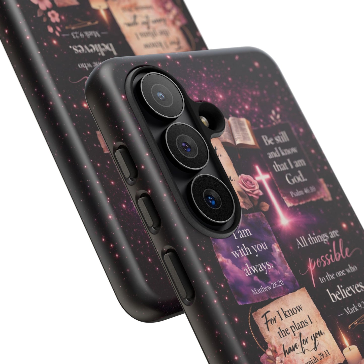 Christian Bible Verse Phone Case Pink Floral Faith Tough Protective Cover Gift