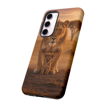 Lioness & Cub Phone Case | Safari Wildlife Tough Case for iPhone & Samsung
