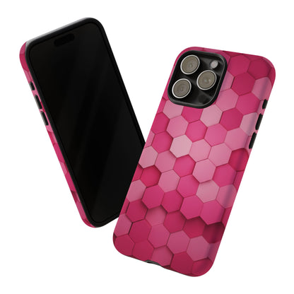 Hot Pink Hexagon Phone Case | Honeycomb Geometric Aesthetic | Cute Pink iPhone & Samsung Tough Protective Case