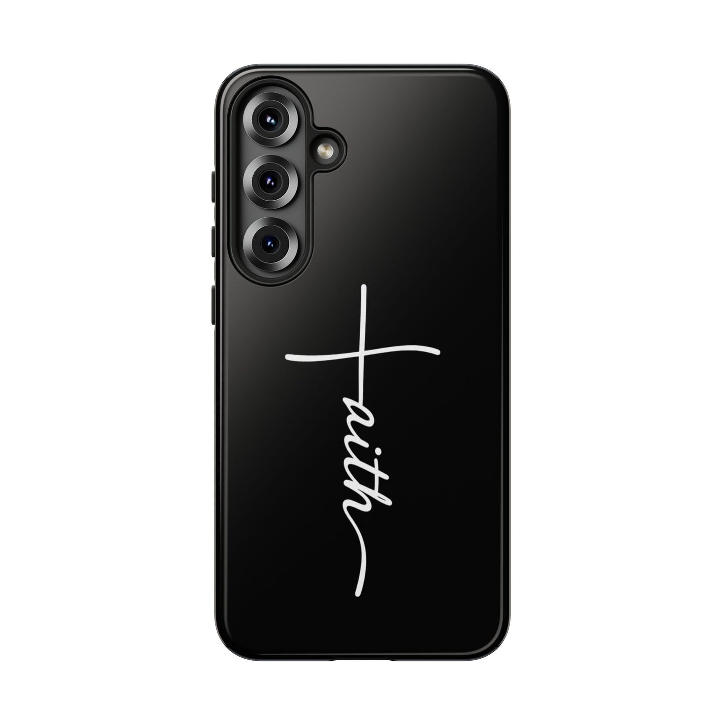 Faith Cross Phone Case, Christian Aesthetic Minimalist Black Matte Case, Religious Gift iPhone Samsung Cover