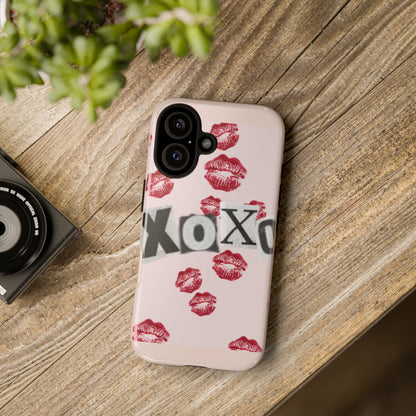 XOXO Kiss Print Phone Case | Coquette Valentine Aesthetic | Cute Pink Lipstick Kiss Tough Case for iPhone & Samsung