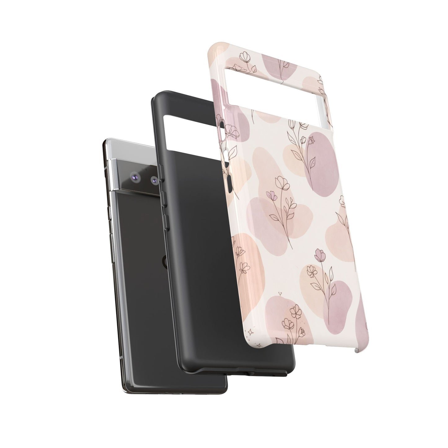Blush Floral Phone Case Neutral Botanical Watercolor Tough Cover