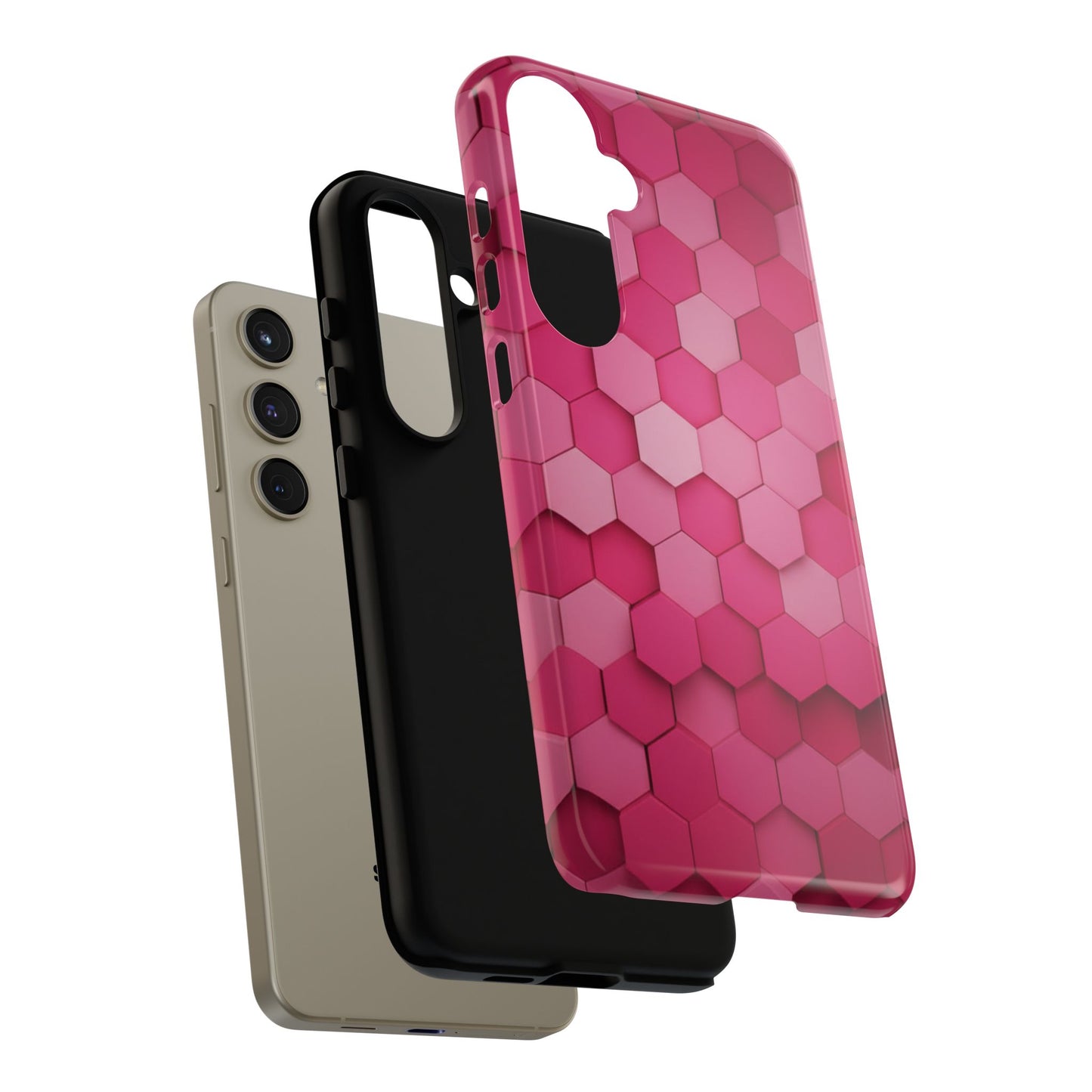 Hot Pink Hexagon Phone Case | Honeycomb Geometric Aesthetic | Cute Pink iPhone & Samsung Tough Protective Case