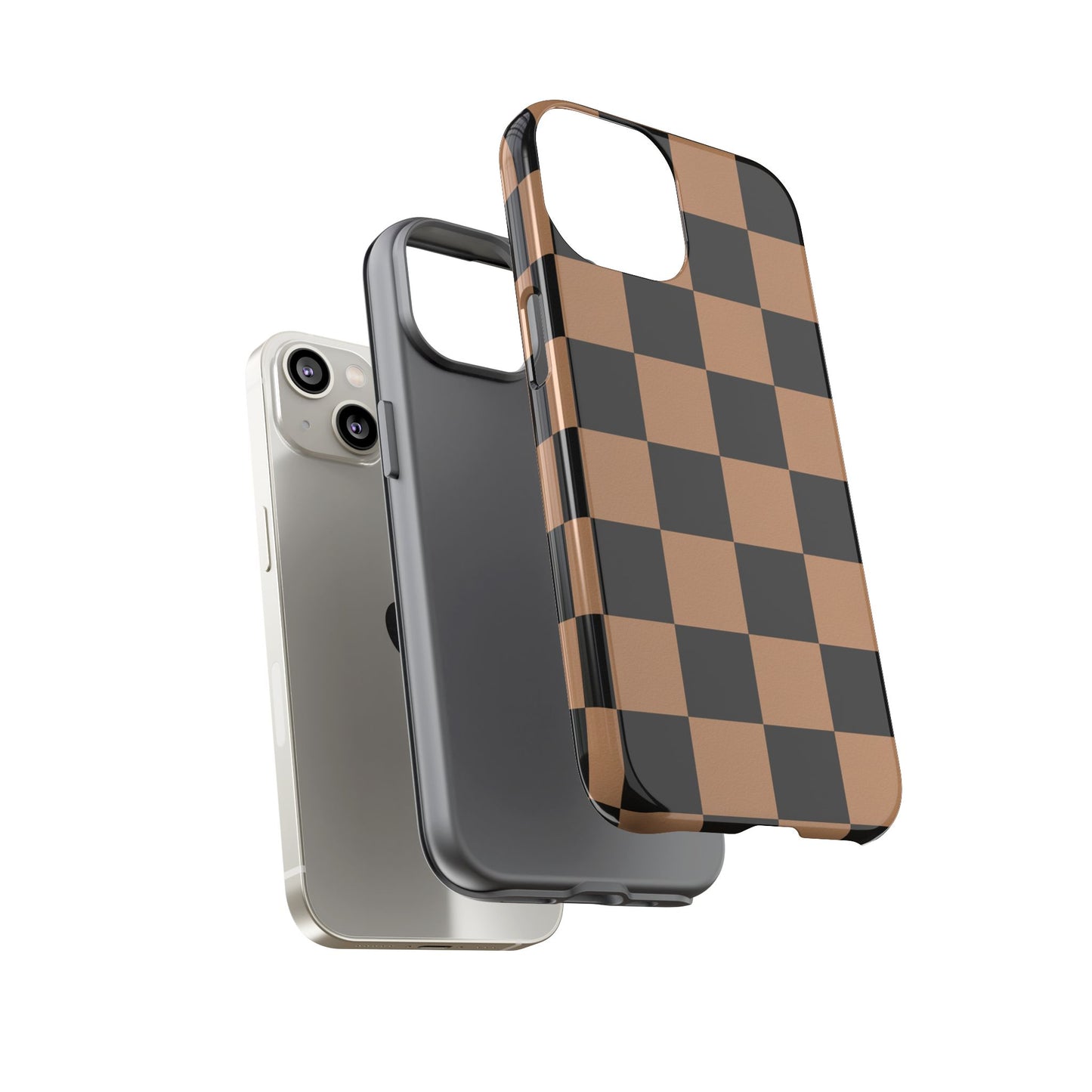 Brown Checkerboard Phone Case | Aesthetic Tough Protective Case