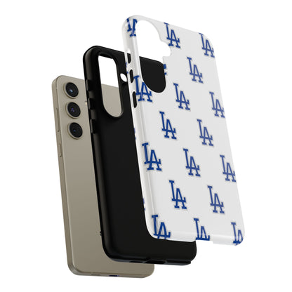 Blue LA Monogram Pattern Phone Case | Minimal Baseball Inspired Tough Cover