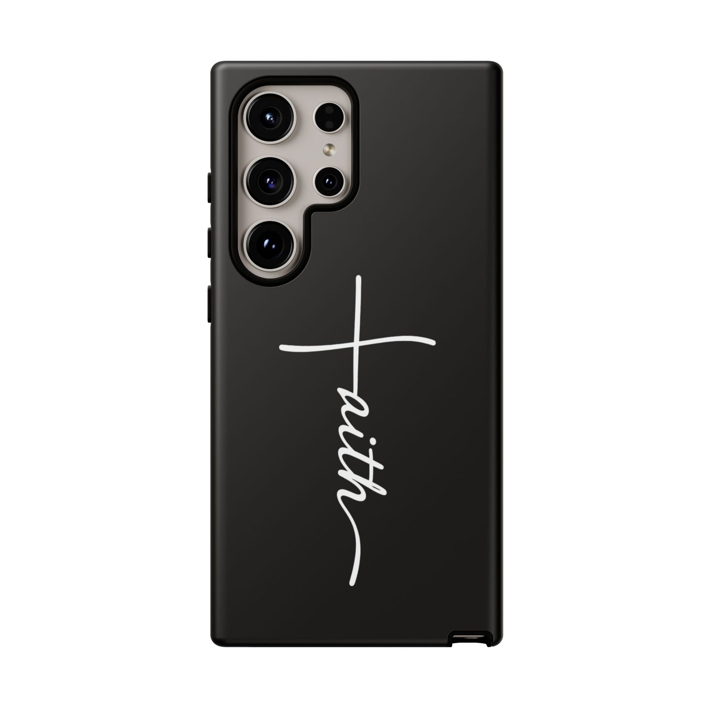 Faith Cross Phone Case, Christian Aesthetic Minimalist Black Matte Case, Religious Gift iPhone Samsung Cover