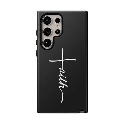Faith Cross Phone Case, Christian Aesthetic Minimalist Black Matte Case, Religious Gift iPhone Samsung Cover