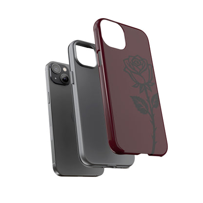Black Rose Burgundy iPhone Case | Dark Aesthetic Shockproof Protective Cover