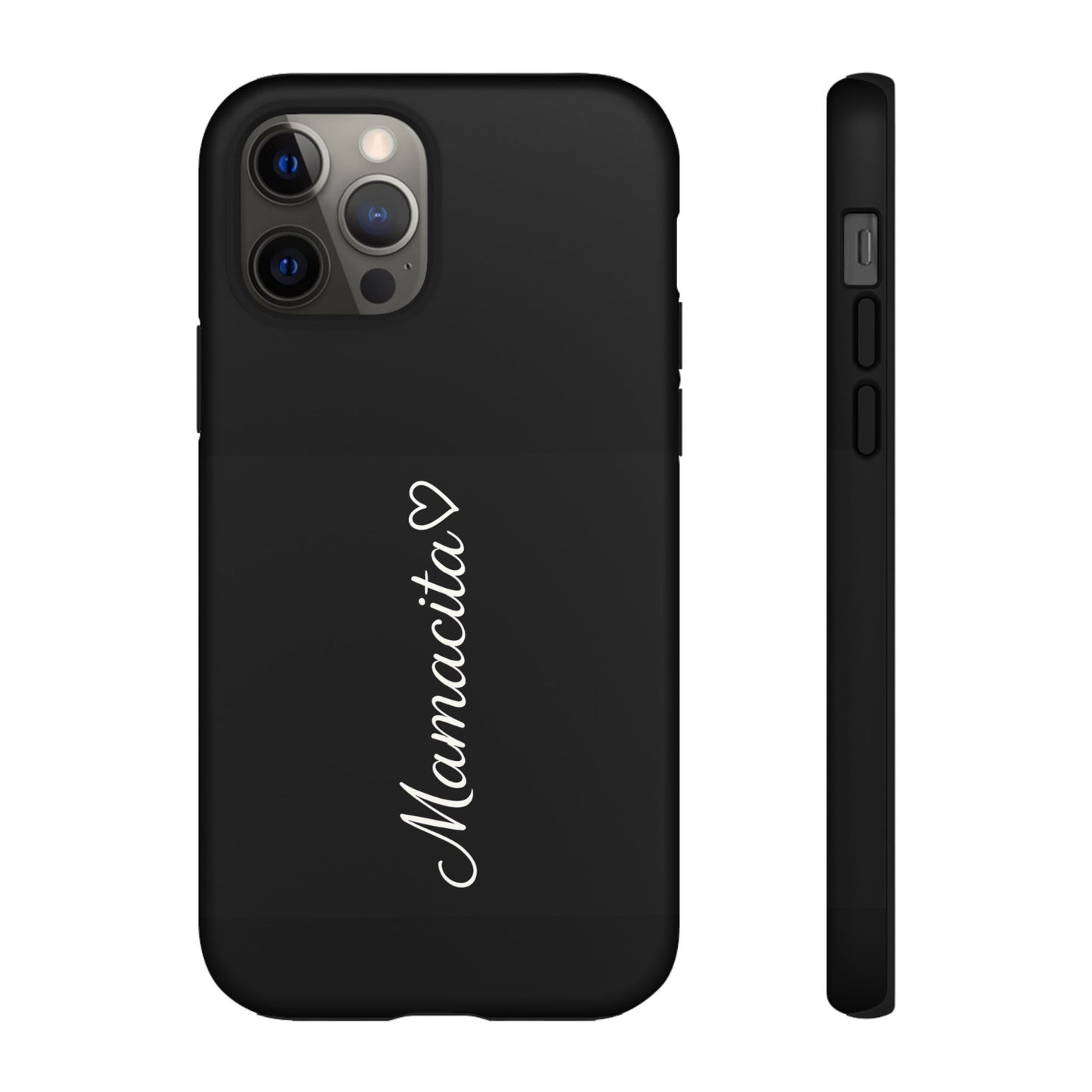 Mamacita Script Phone Case | Minimal Black Tough Case | Sleek Aesthetic Cover
