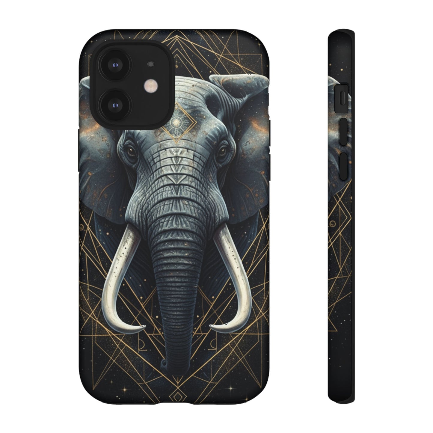 Elephant Mandala Phone Case – Black and Gold Spiritual Elephant Tough Protective Case
