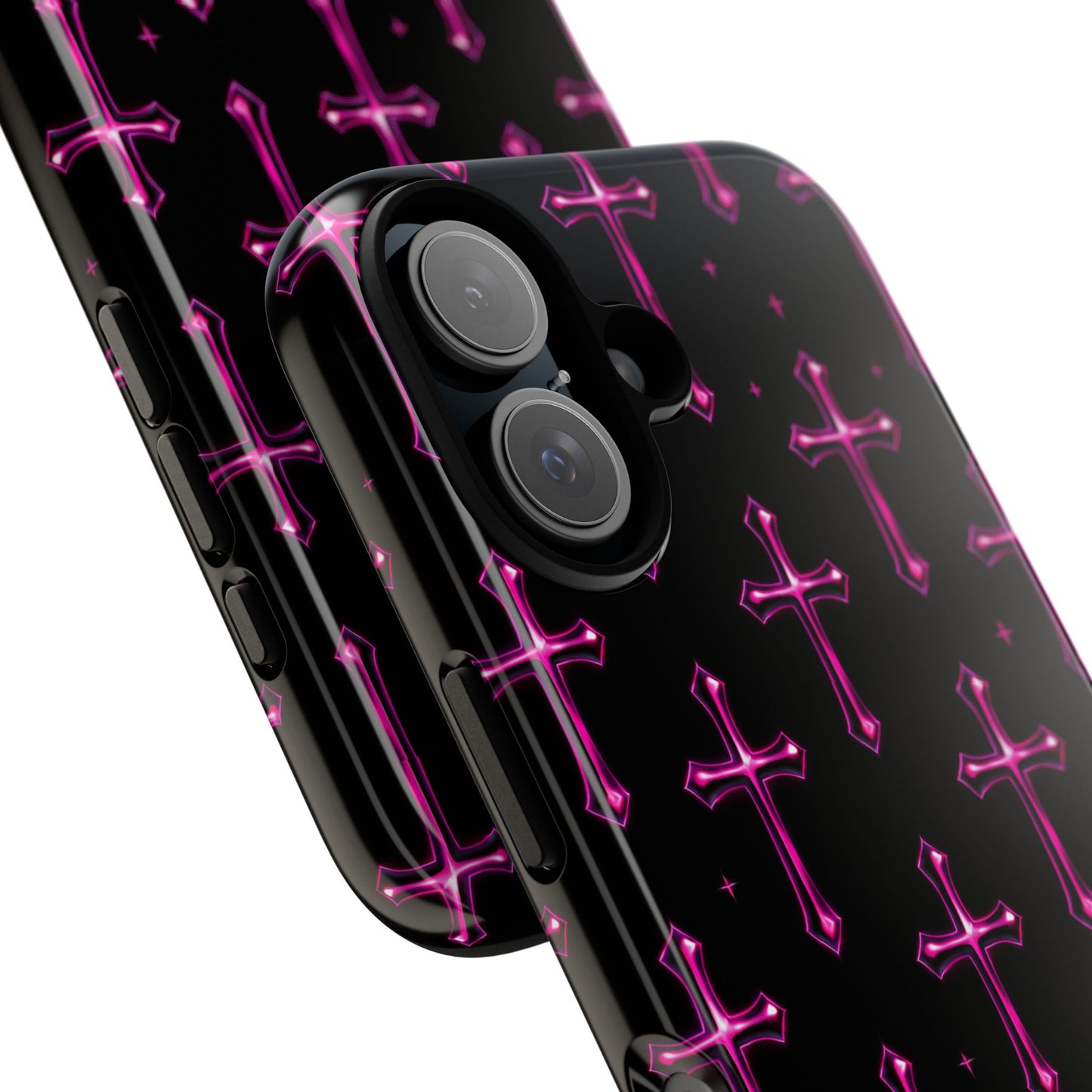 Neon Pink Cross Pattern Phone Case | Tough Protective Case for Iphone, Samsung Galaxy and Pixel