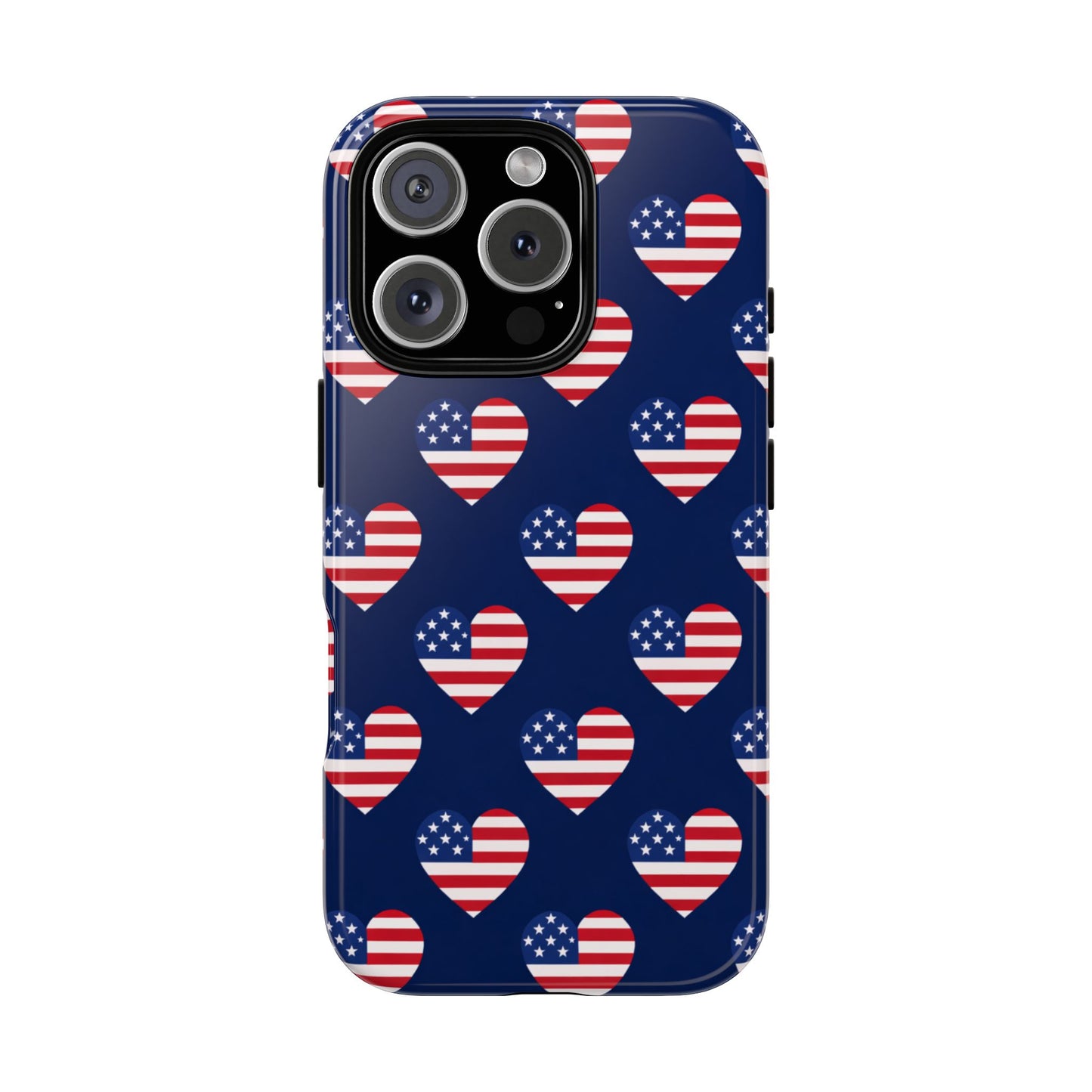 Patriotic American Flag Heart Phone Case – Tough Shockproof, USA Stars & Stripes for Iphone, Samsung Galaxy and Pixel
