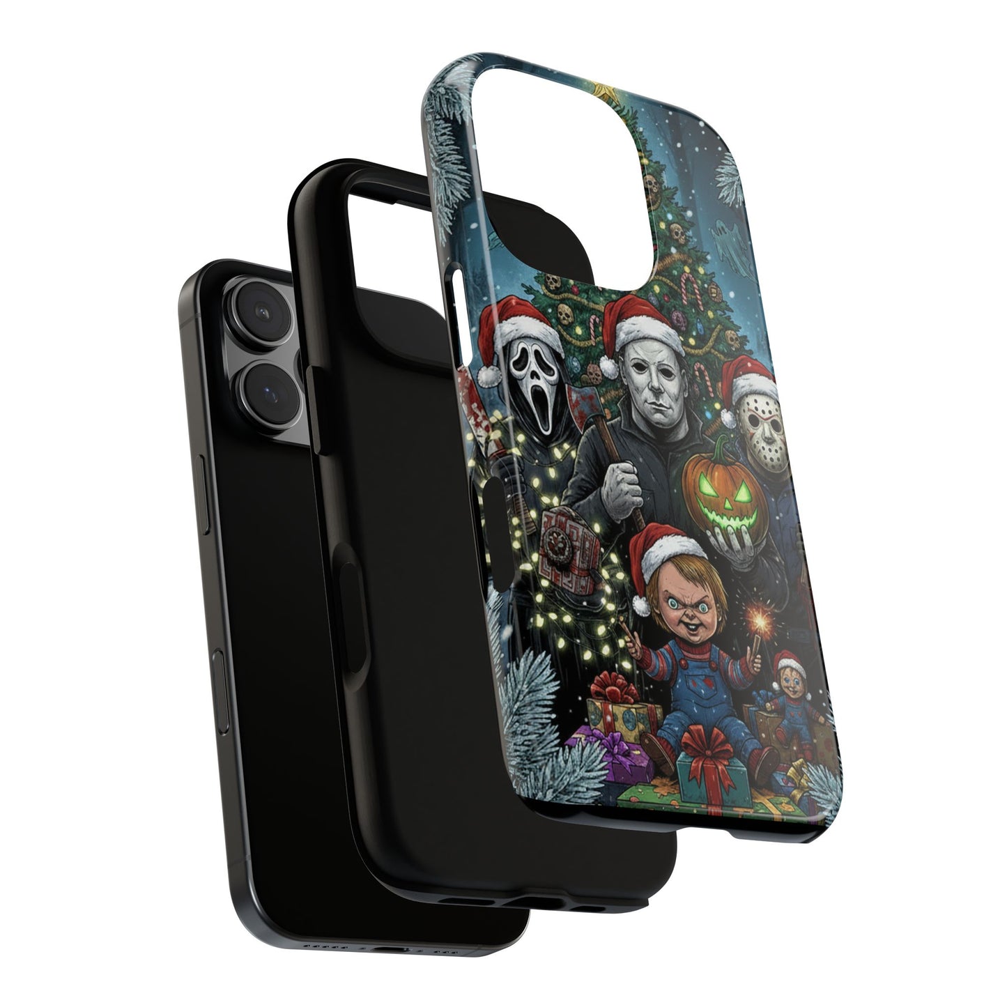 Christmas Horror Phone Case – Festive Slasher Collage Tough Case (iPhone, Samsung, Pixel)