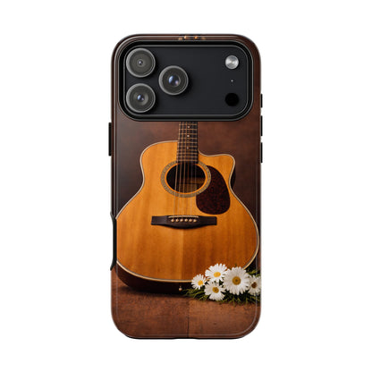 Acoustic Guitar Daisy Phone Case | Rustic Music Lover Tough Cover