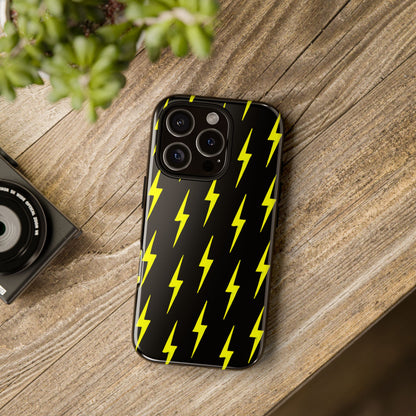 Yellow Lightning Bolt Tough Phone Case | Bold Electric Pattern Case for Iphone, Samsung Galaxy and Pixel