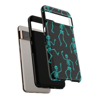 Dancing Teal Skeletons Phone Case | Tough Protective Case for Iphone, Samsung Galaxy and Pixel