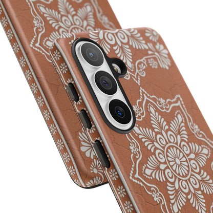 Talavera Terracotta Phone Case | Mexican Floral Pattern iPhone & Samsung Tough Case | Boho Clay Aesthetic Cover