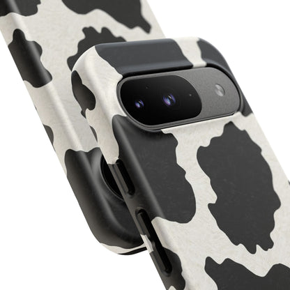 Black & White Cow Print Phone Case | Western Aesthetic iPhone & Samsung Tough Case