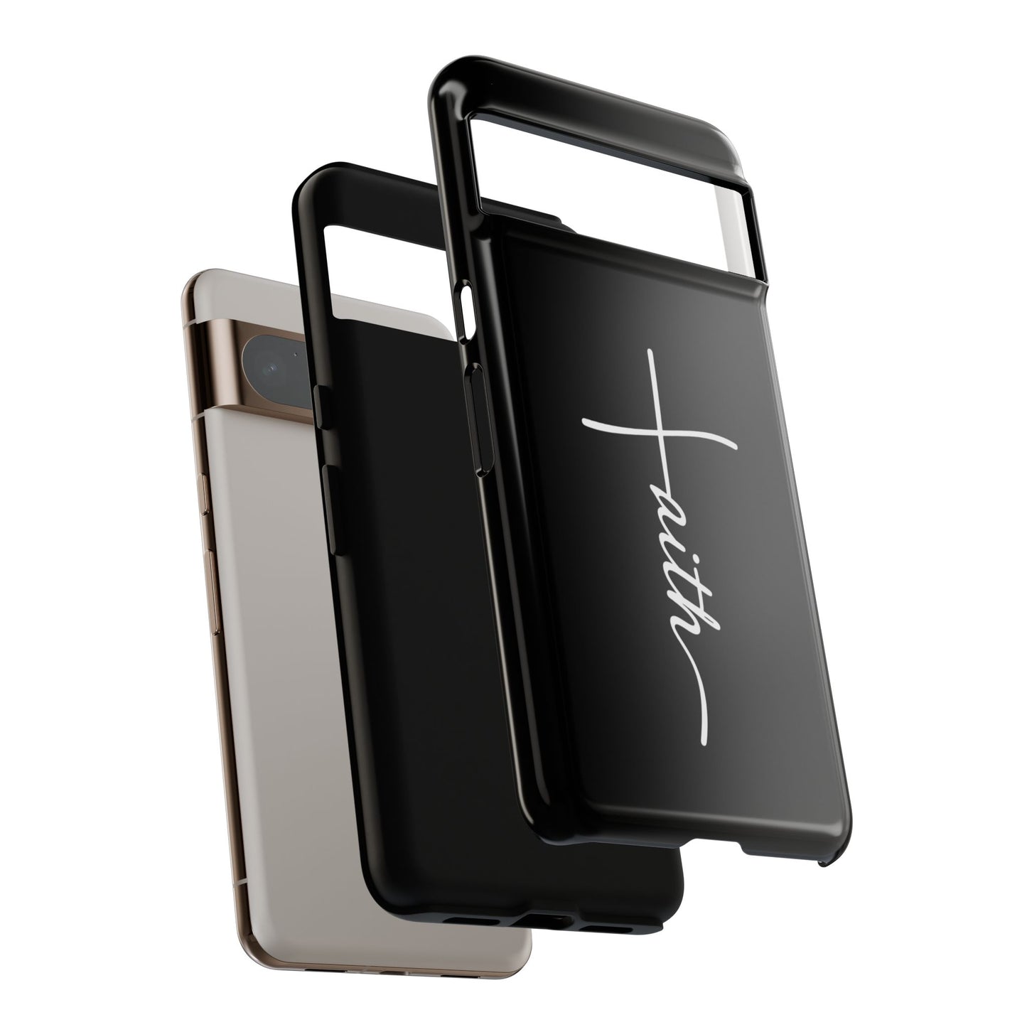 Faith Cross Phone Case, Christian Aesthetic Minimalist Black Matte Case, Religious Gift iPhone Samsung Cover