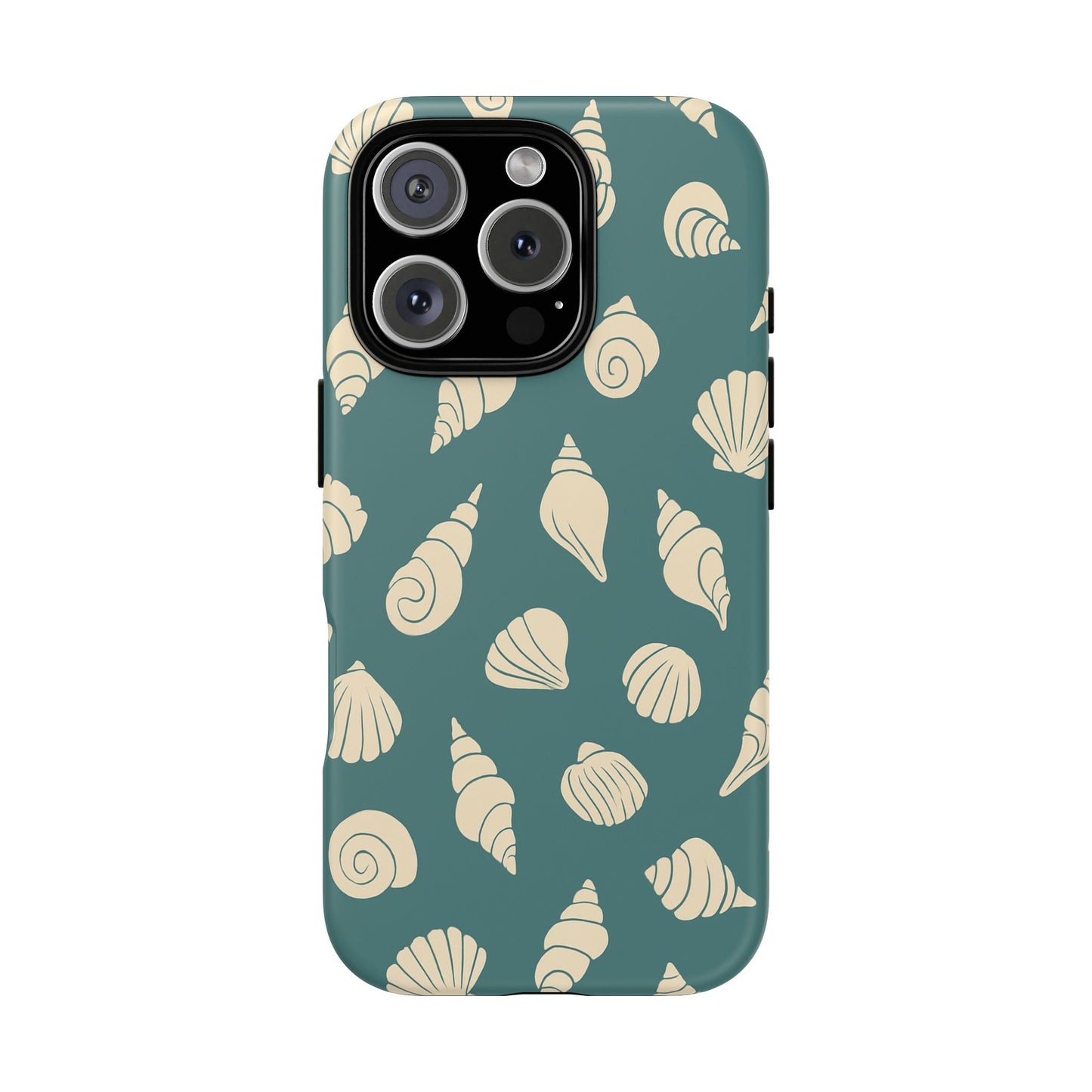 Seashell Pattern Phone Case | Teal Coastal Shells Tough Case for Iphone, Samsung Galaxy and Pixel