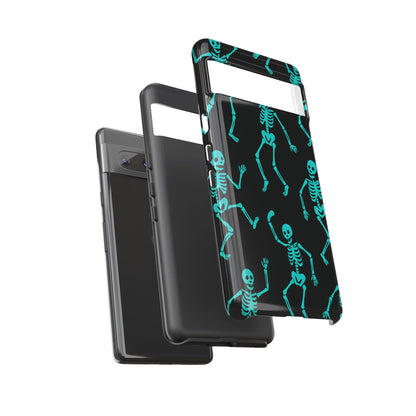 Dancing Teal Skeletons Phone Case | Tough Protective Case for Iphone, Samsung Galaxy and Pixel