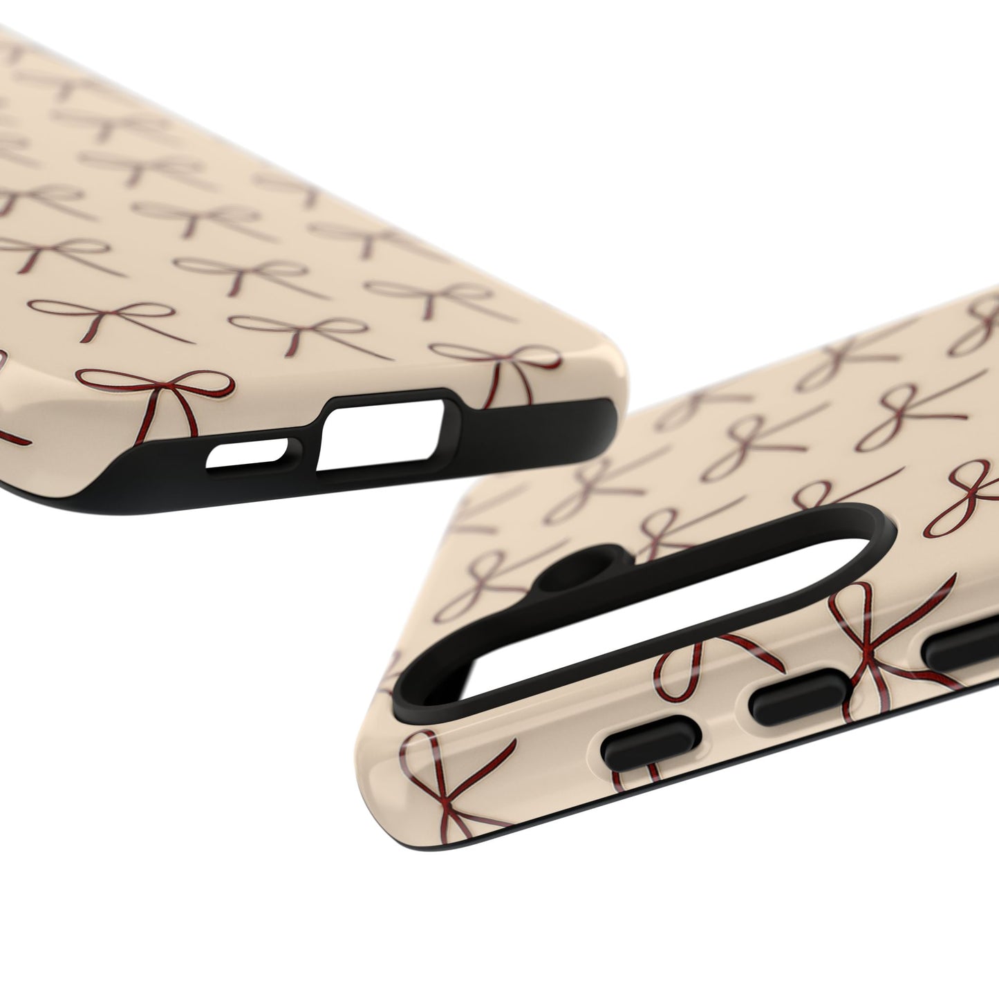 Coquette Bow Phone Case | Neutral Beige Aesthetic iPhone & Samsung Tough Case