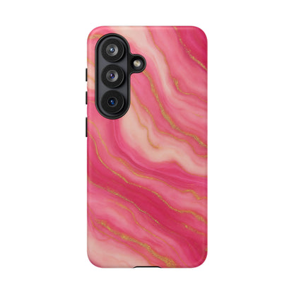 Pink Marble Phone Case | Rose Gold Swirl Aesthetic Tough Protective Case