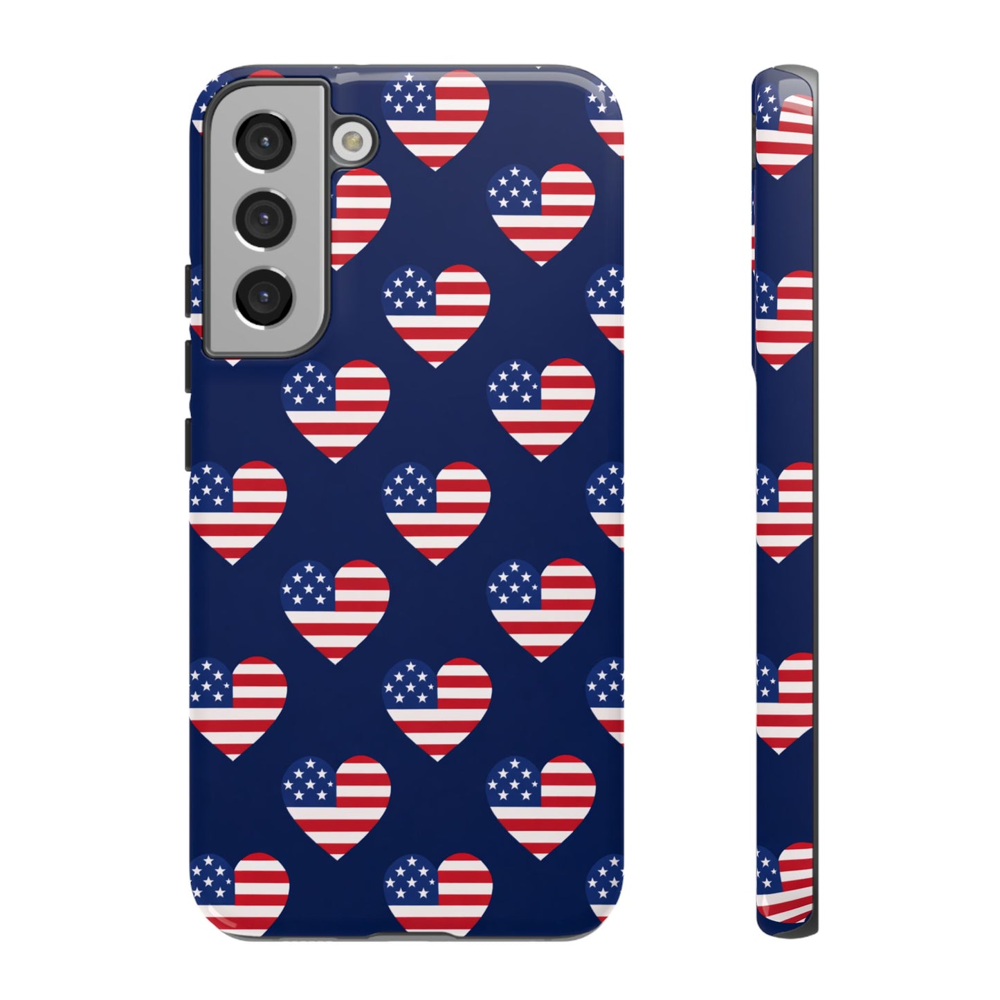Patriotic American Flag Heart Phone Case – Tough Shockproof, USA Stars & Stripes for Iphone, Samsung Galaxy and Pixel