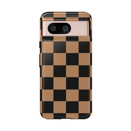 Brown Checkerboard Phone Case | Aesthetic Tough Protective Case