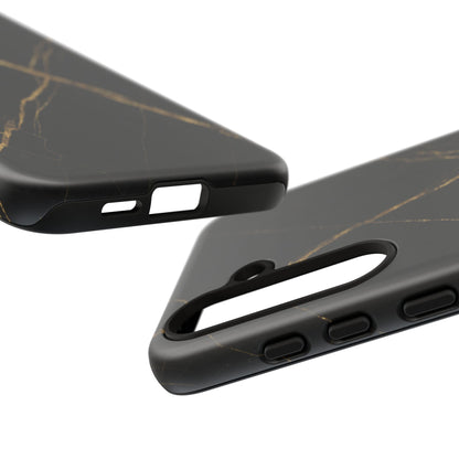 Black Marble Phone Case with Gold Veins – Luxury Minimal Aesthetic Tough Case