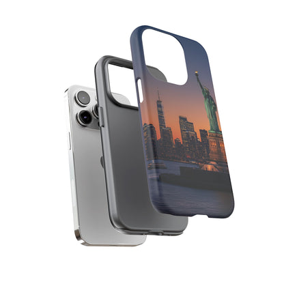 Statue of Liberty Sunset Phone Case – New York City Skyline Travel Aesthetic Tough Case
