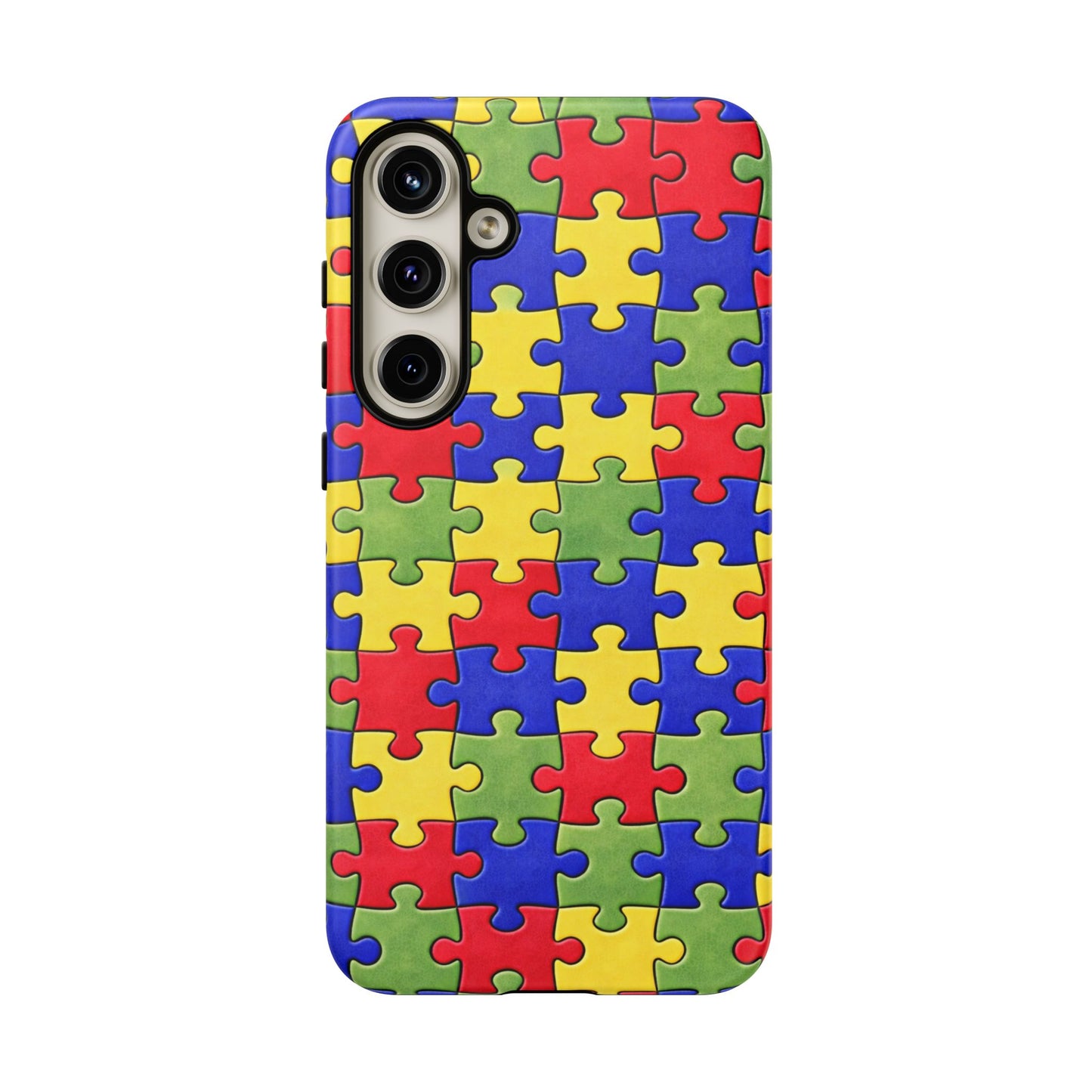 Colorful Puzzle Phone Case, Autism Awareness Jigsaw Design, Tough Protective Case, iPhone & Samsung Case, Vibrant Puzzle Pattern