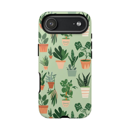 Plant Lover Phone Case | Cute Potted Plants Pattern | Botanical Aesthetic Tough Case