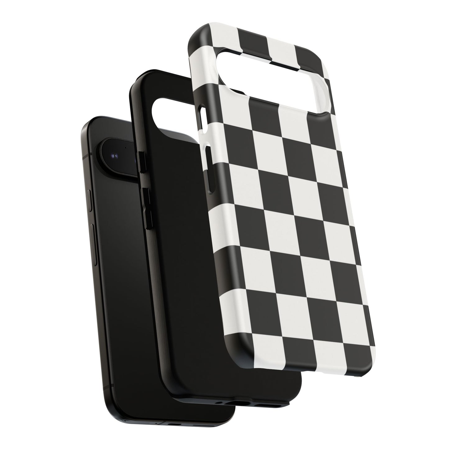 Black & White Checkerboard Phone Case – Classic Aesthetic Tough Protective Case