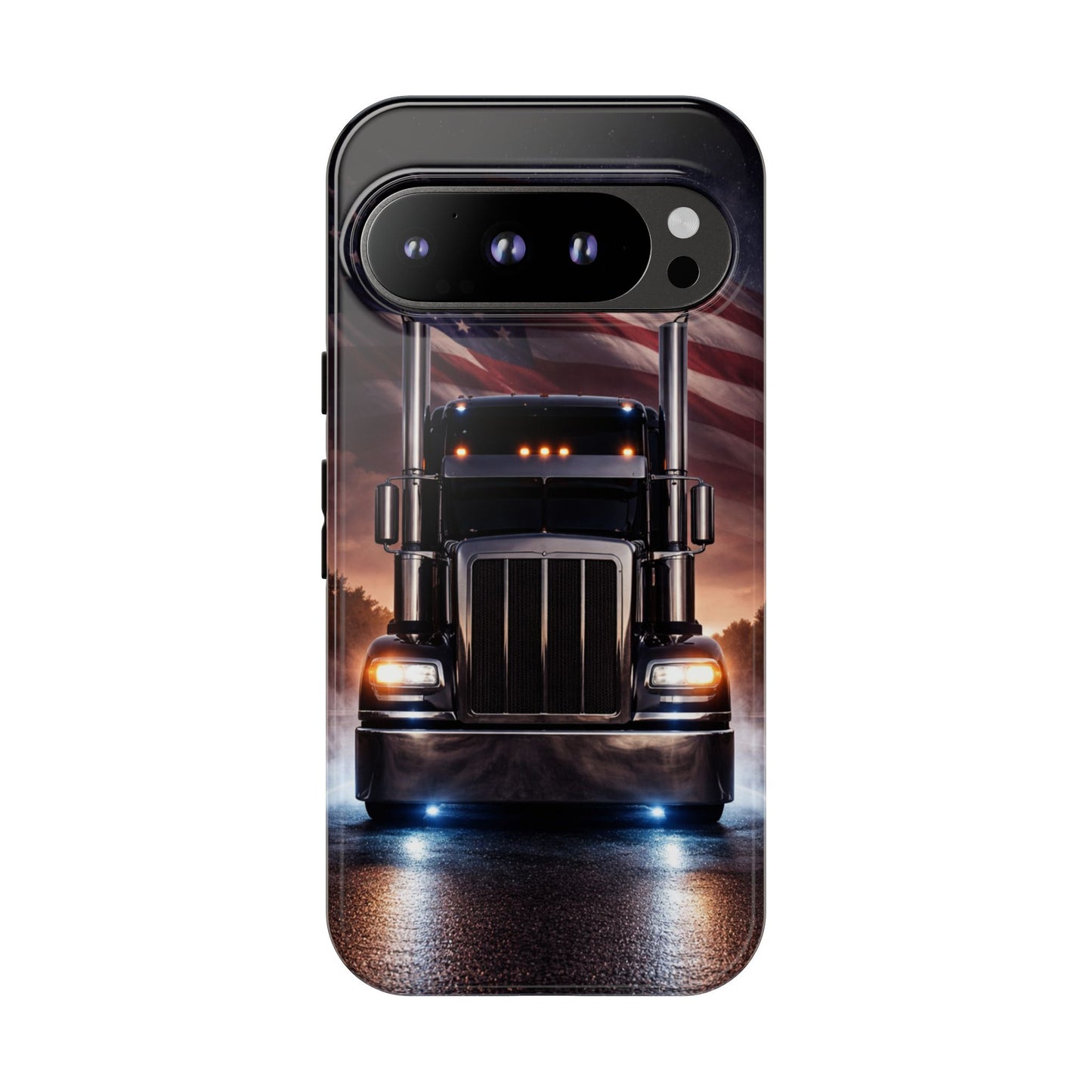 Semi Truck Phone Case American Flag Big Rig Trucker Gift iPhone Samsung