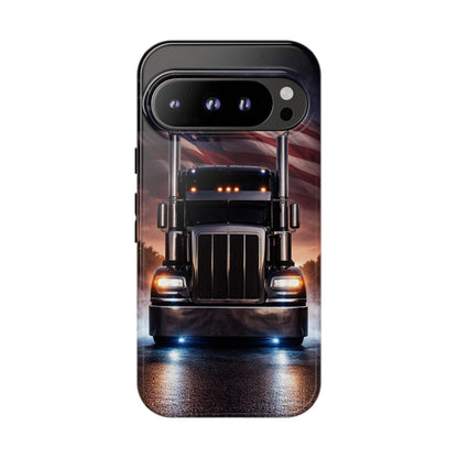 Semi Truck Phone Case American Flag Big Rig Trucker Gift iPhone Samsung
