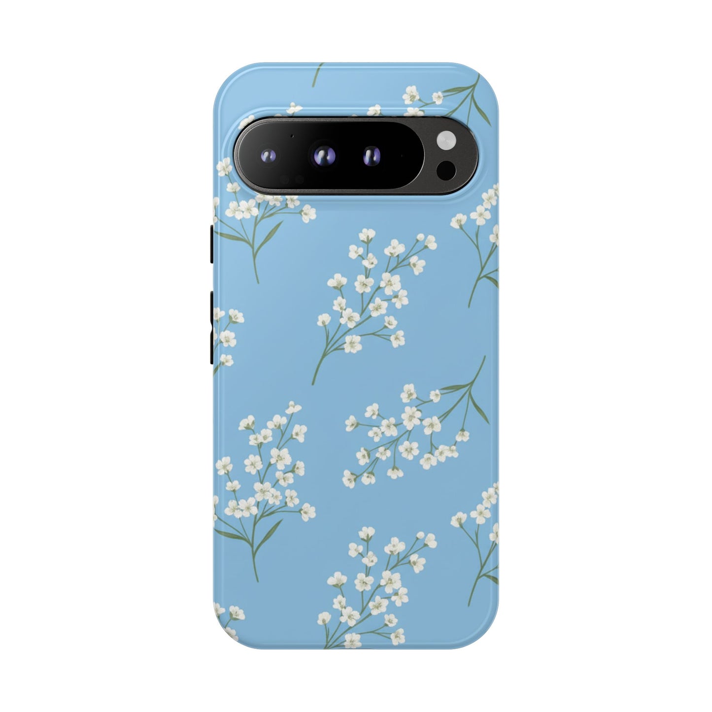 Baby’s Breath Floral Phone Case – Blue Minimal Flower Aesthetic Tough Case