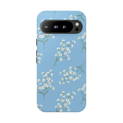 Baby’s Breath Floral Phone Case – Blue Minimal Flower Aesthetic Tough Case
