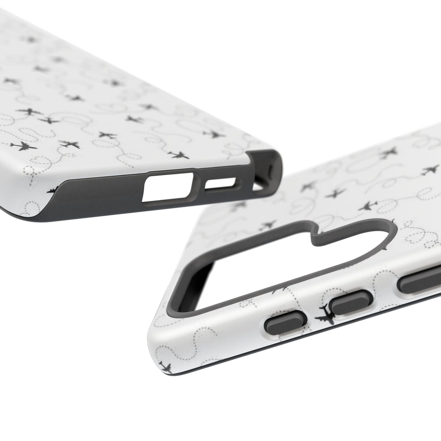 Minimal Paper Airplane Pattern Phone Case – Black White Aesthetic Tough Cover