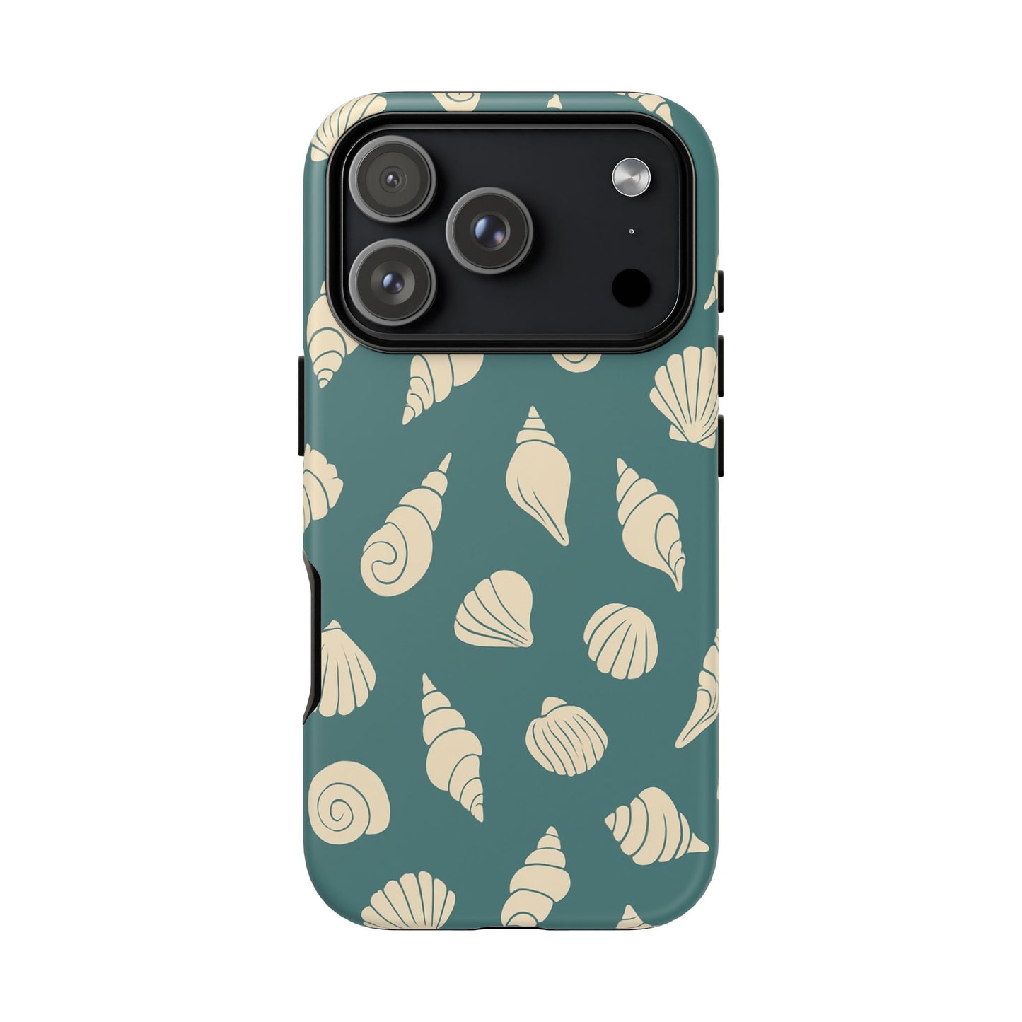 Seashell Pattern Phone Case | Teal Coastal Shells Tough Case for Iphone, Samsung Galaxy and Pixel