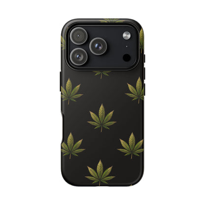 Cannabis Leaf Phone Case Green Weed Leaf Pattern Tough Protective Cover