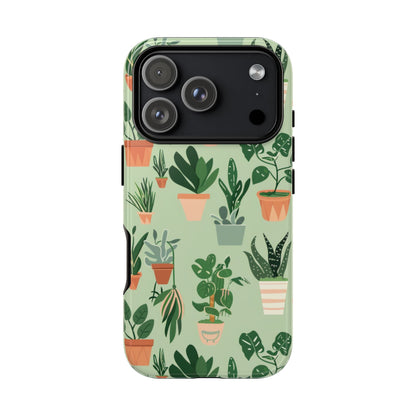 Plant Lover Phone Case | Cute Potted Plants Pattern | Botanical Aesthetic Tough Case