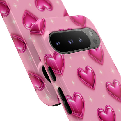 Pink Heart Pattern Phone Case | Tough Protective Case for Iphone, Samsung Galaxy and Pixel