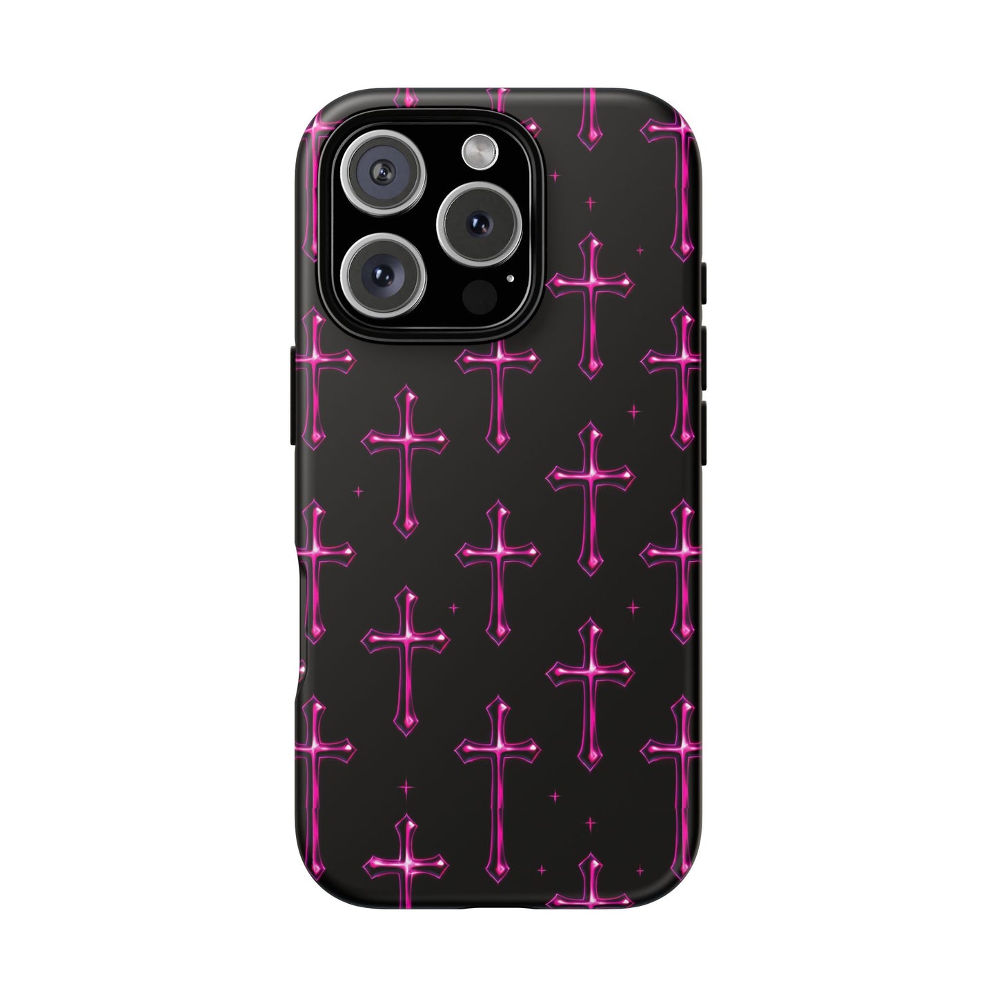 Neon Pink Cross Pattern Phone Case | Tough Protective Case for Iphone, Samsung Galaxy and Pixel