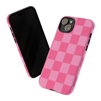 Pink Checkerboard Phone Case | Cute Aesthetic Checkered iPhone & Samsung Tough Case