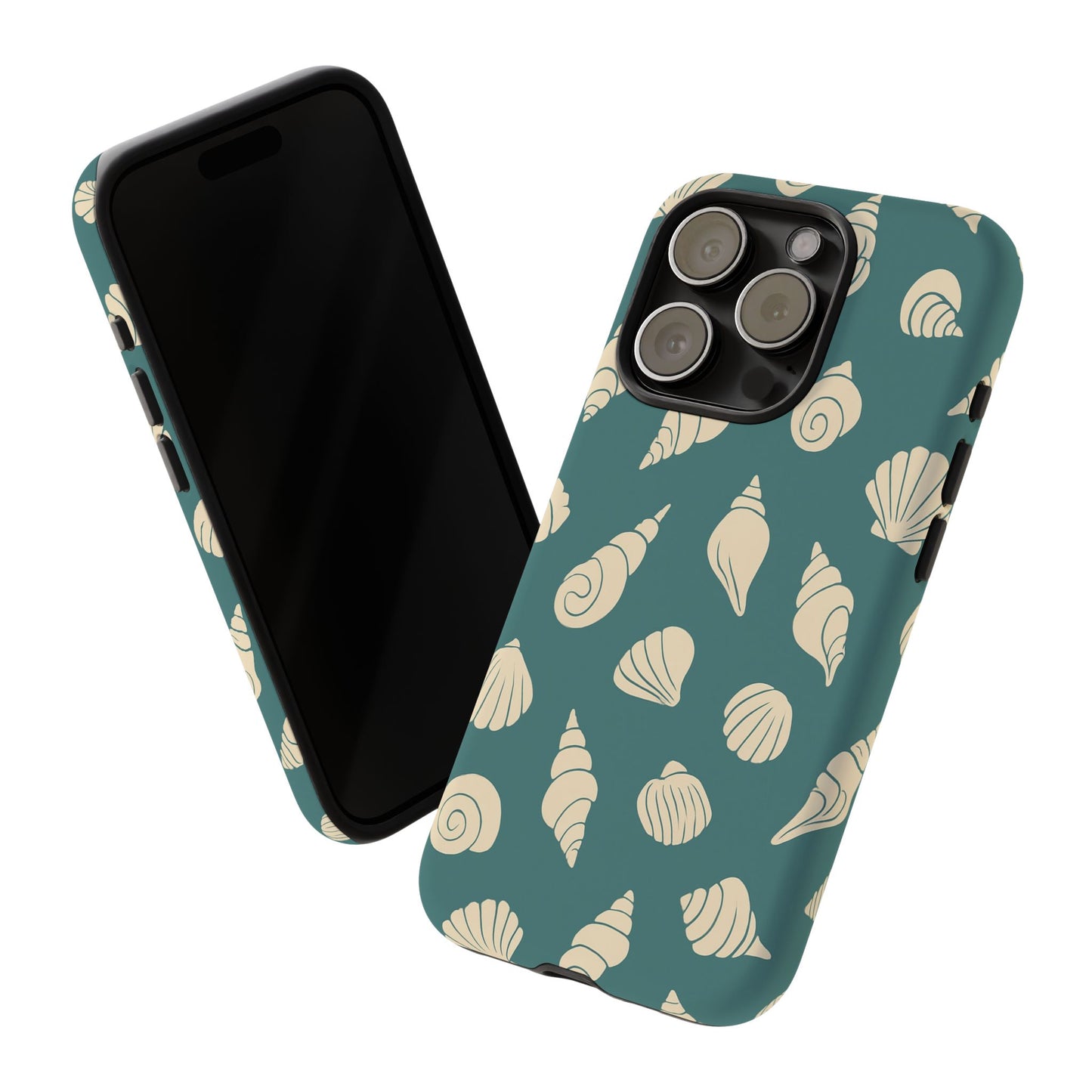 Seashell Pattern Phone Case | Teal Coastal Shells Tough Case for Iphone, Samsung Galaxy and Pixel