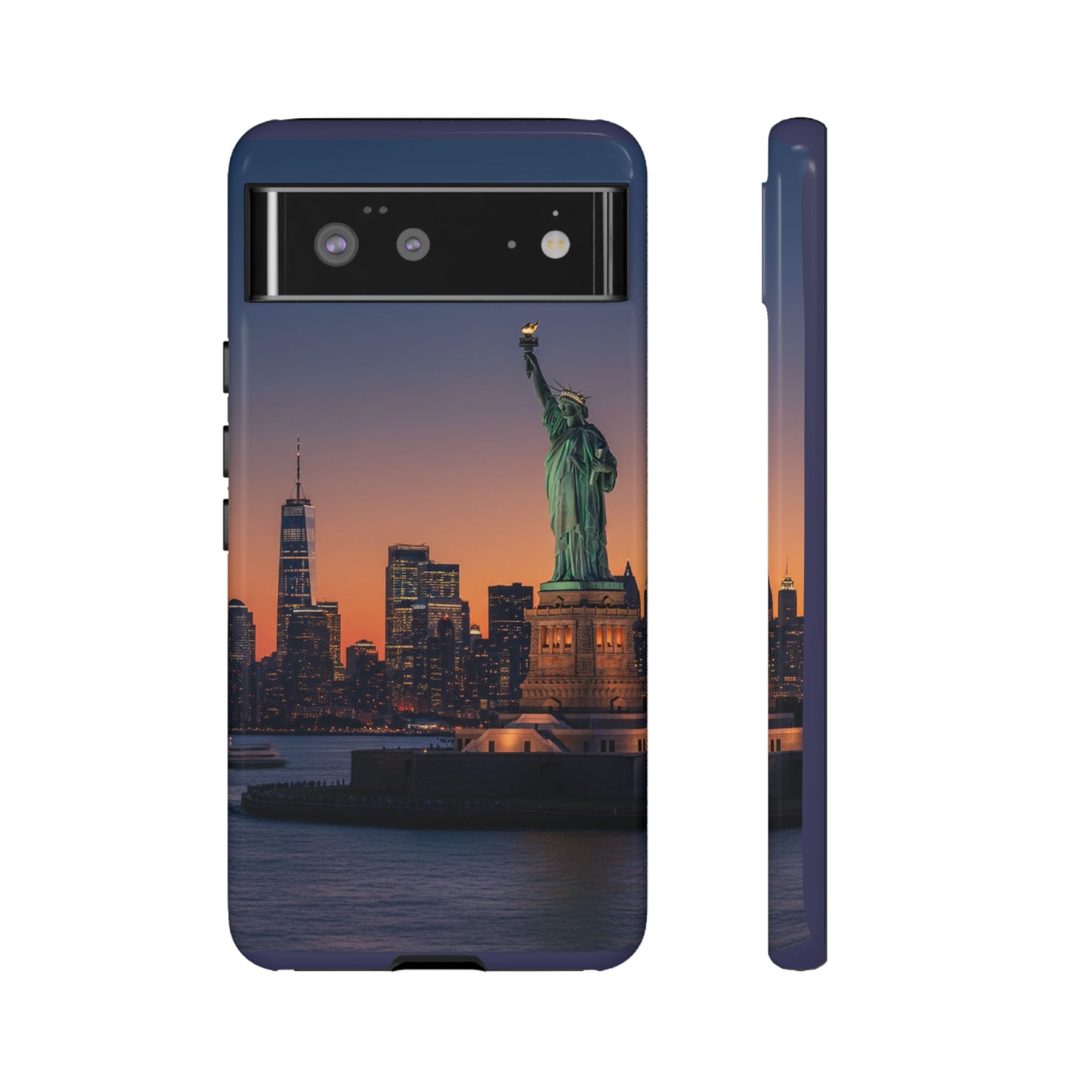 Statue of Liberty Sunset Phone Case – New York City Skyline Travel Aesthetic Tough Case